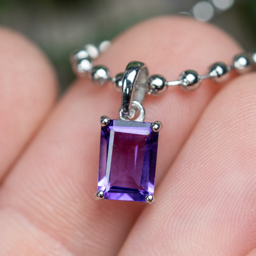 Amethyst Facetted Sterling Silver Necklace #1