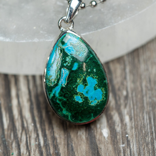 Malachite & Chrysocolla Sterling Silver Necklace #3