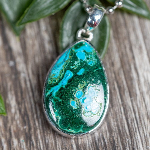 Malachite & Chrysocolla Sterling Silver Necklace #3