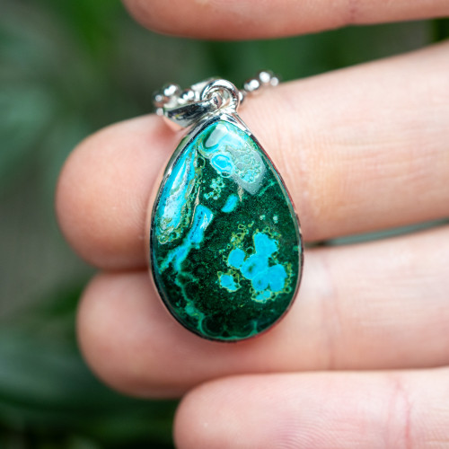 Malachite & Chrysocolla Sterling Silver Necklace #3