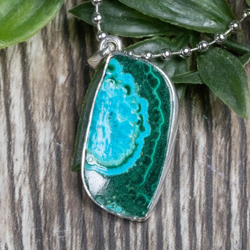 Malachite & Chrysocolla Sterling Silver Necklace #2