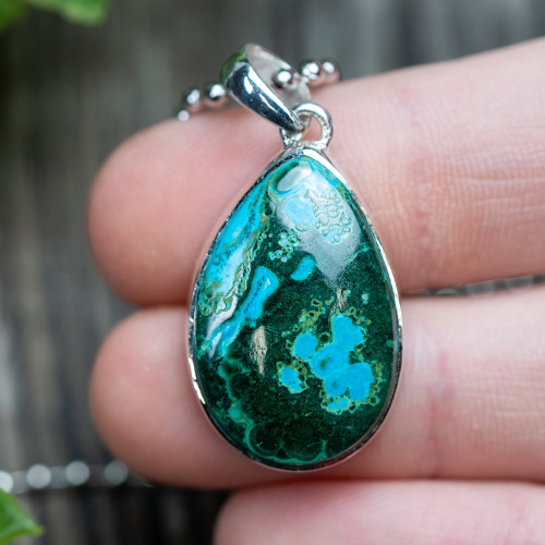 Malachite & Chrysocolla Sterling Silver Necklace #3
