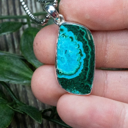 Malachite & Chrysocolla Sterling Silver Necklace #2