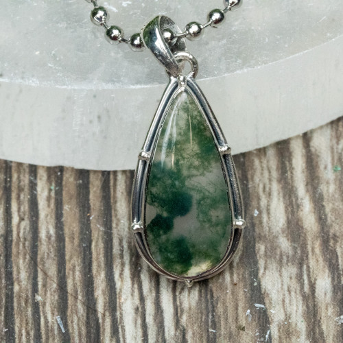 Moss Agate Sterling Silver Necklace #2