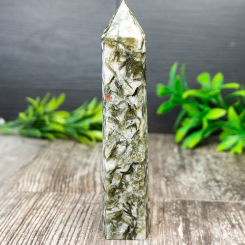 Green Mica & Garnet in Quartz Tower #4