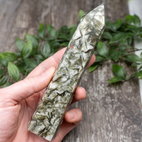 Green Mica & Garnet in Quartz Tower #4