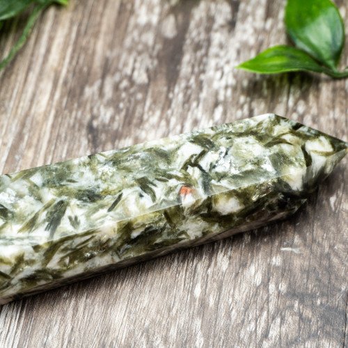 Green Mica & Garnet in Quartz Tower #4