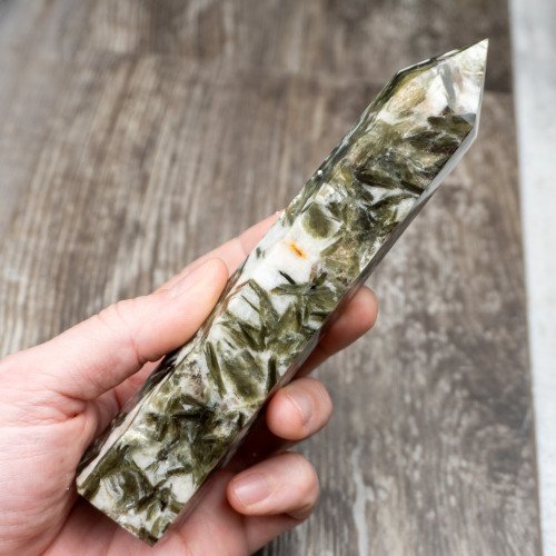 Green Mica & Garnet in Quartz Tower #3