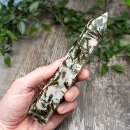 Green Mica & Garnet in Quartz Tower #2