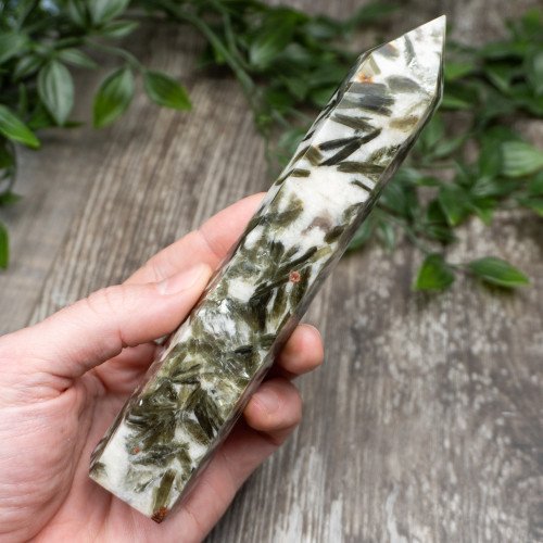 Green Mica & Garnet in Quartz Tower #2