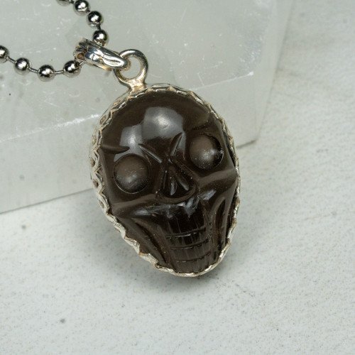 Colombianite Silver Edge Skull Necklace #3