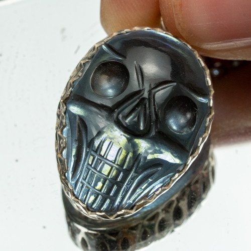 Colombianite Silver Edge Skull Necklace #3