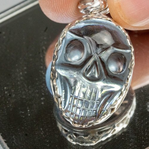 Colombianite Silver Edge Skull Necklace #2