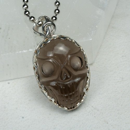Colombianite Silver Edge Skull Necklace #2