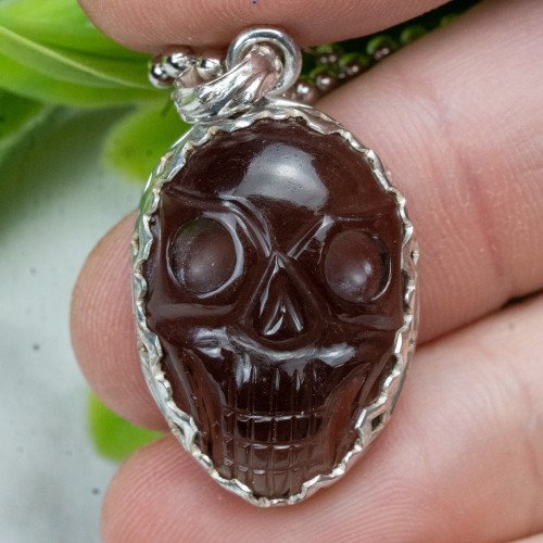 Colombianite Silver Edge Skull Necklace #2
