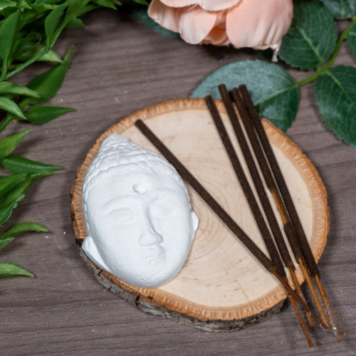 Buddha Head Incense Holder with Incense