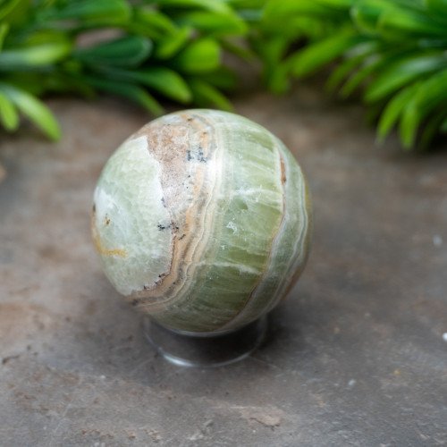 Kiwi Calcite Sphere #2