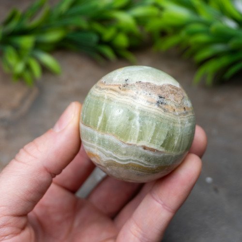 Kiwi Calcite Sphere #2