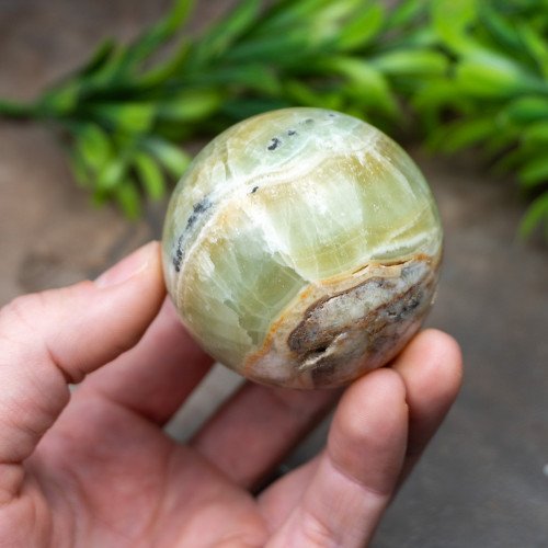 Kiwi Calcite Sphere #1