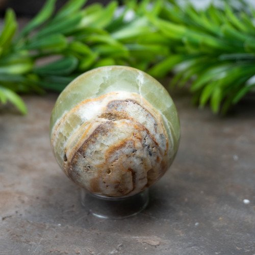 Kiwi Calcite Sphere #1
