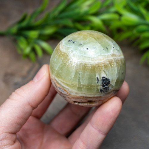 Kiwi Calcite Sphere #1