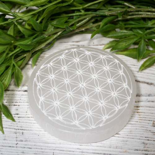 Selenite Mandala Flower Plate