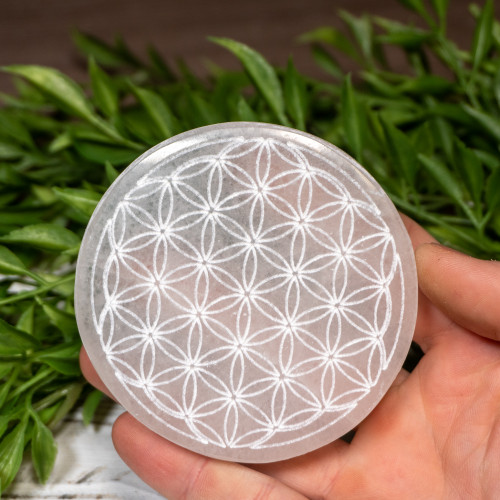 Selenite Mandala Flower Plate