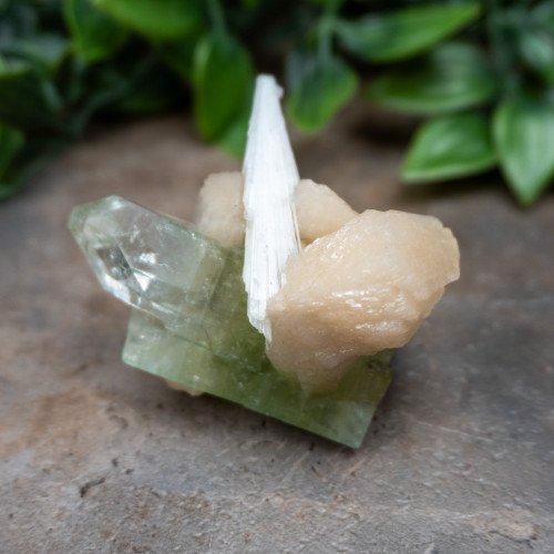 Green Apophyllite with Stilbite and Scolocite #1