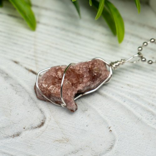 Druzy Pink Amethyst Wire Wrap #1