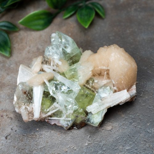 Green Apophyllite with Stilbite and Scolocite #8