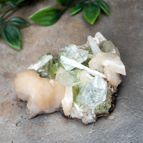 Green Apophyllite with Stilbite and Scolocite #8