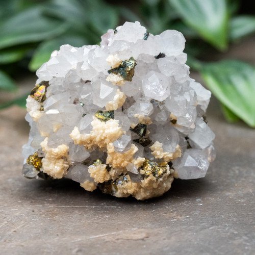 Chalcopyrite on Quartz with Dolomite #2
