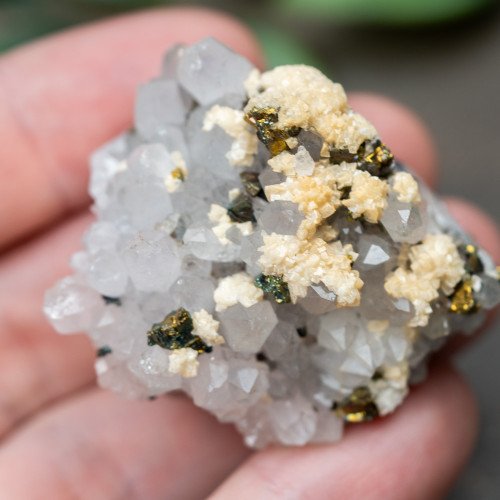 Chalcopyrite on Quartz with Dolomite #2