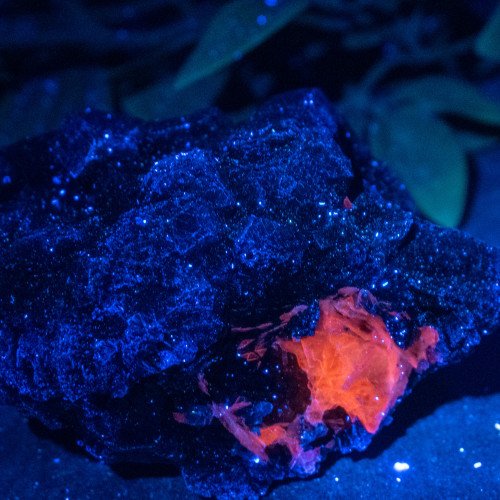 Green Garnet on Black Garnet with UV Reactive Mangano Calcite #6