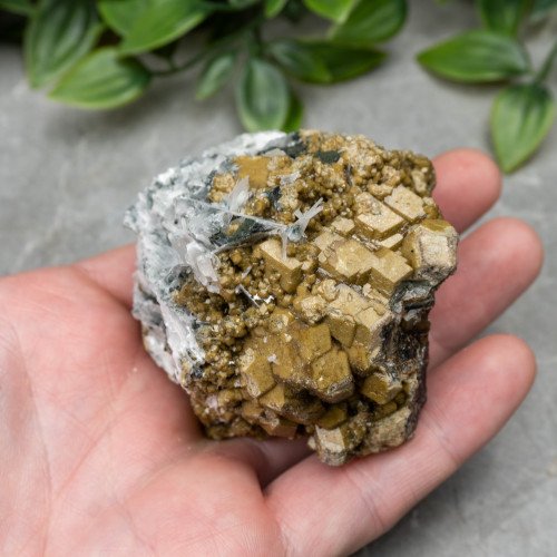 Green Garnet on Black Garnet with UV Reactive Mangano Calcite #1