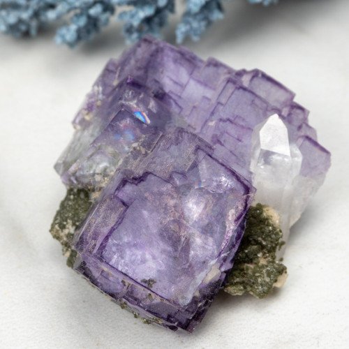 Purple Fluorite with Quartz and Epidote #1