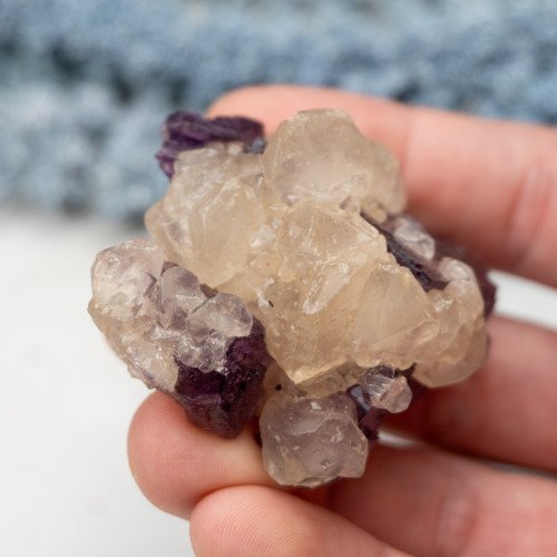 Calcite on Purple Fluorite Cube #1