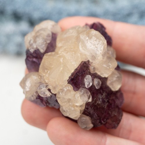 Calcite on Purple Fluorite Cube #1