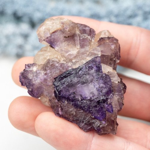 Calcite on Purple Fluorite Cube #1