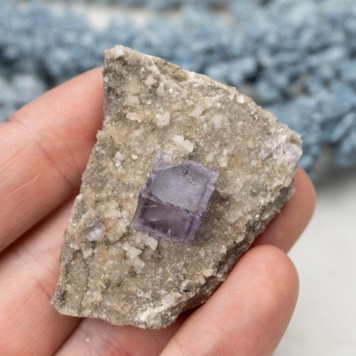 Purple Fluorite Cube on Druzy Quartz #1