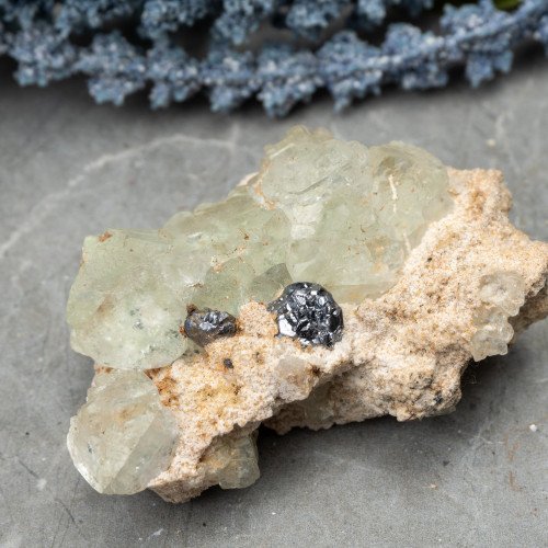 Green Fluorite with Galena on Matrix #1