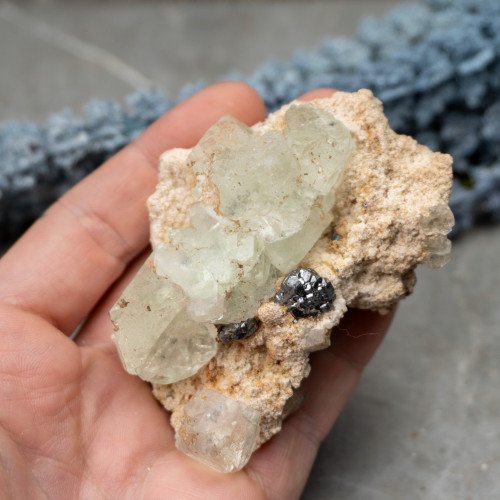 Green Fluorite with Galena on Matrix #1