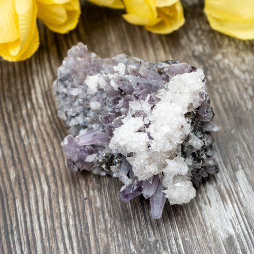 Amethyst with Calcite on Galena #1
