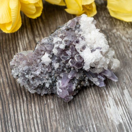 Amethyst with Calcite on Galena #1