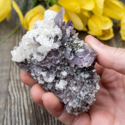 Amethyst with Calcite on Galena #1