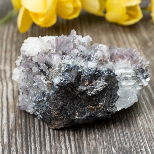 Amethyst with Calcite on Galena #1