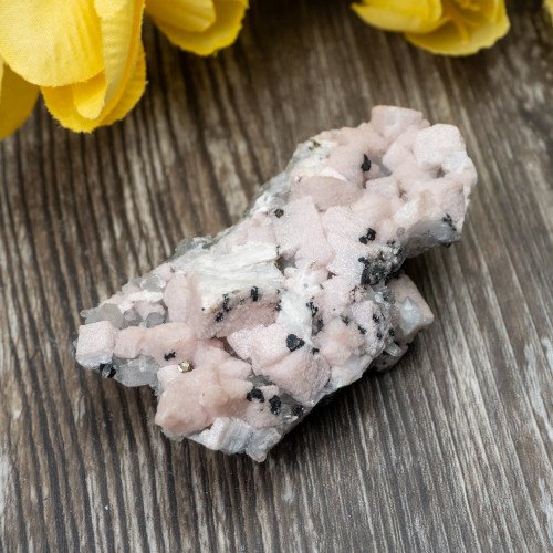 Mangano Calcite on Quartz with Pyrite #1