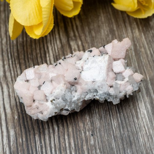 Mangano Calcite on Quartz with Pyrite #1