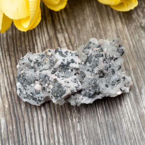 Mangano Calcite on Quartz with Pyrite #1