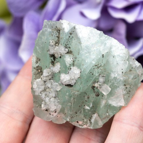 Green Fluorite with Calcite #1